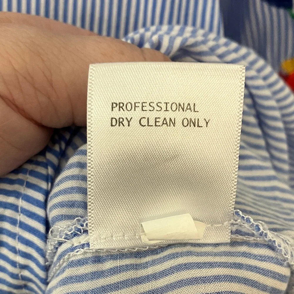 Embroidered floral white Blue Striped longsleeve Women's Top size L Artisan NY - Picture 13 of 14